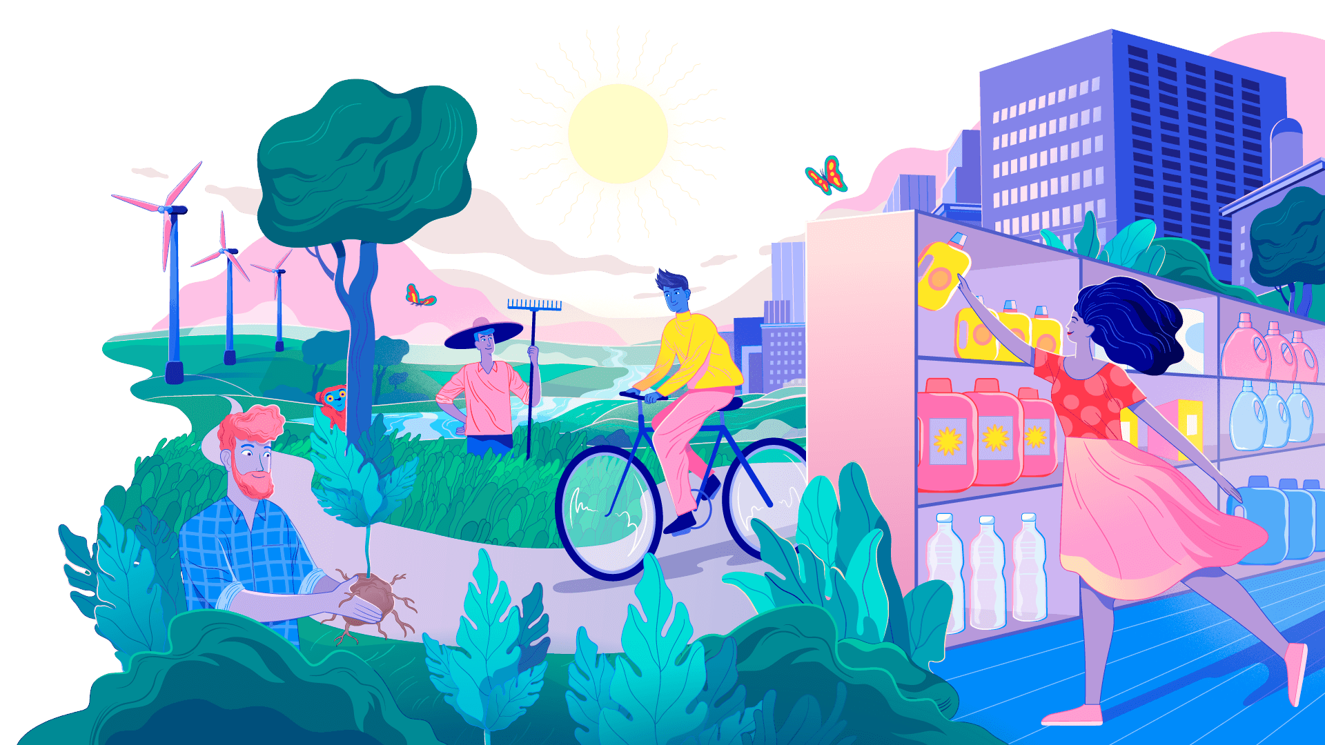 Een illustratie van duurzame acties